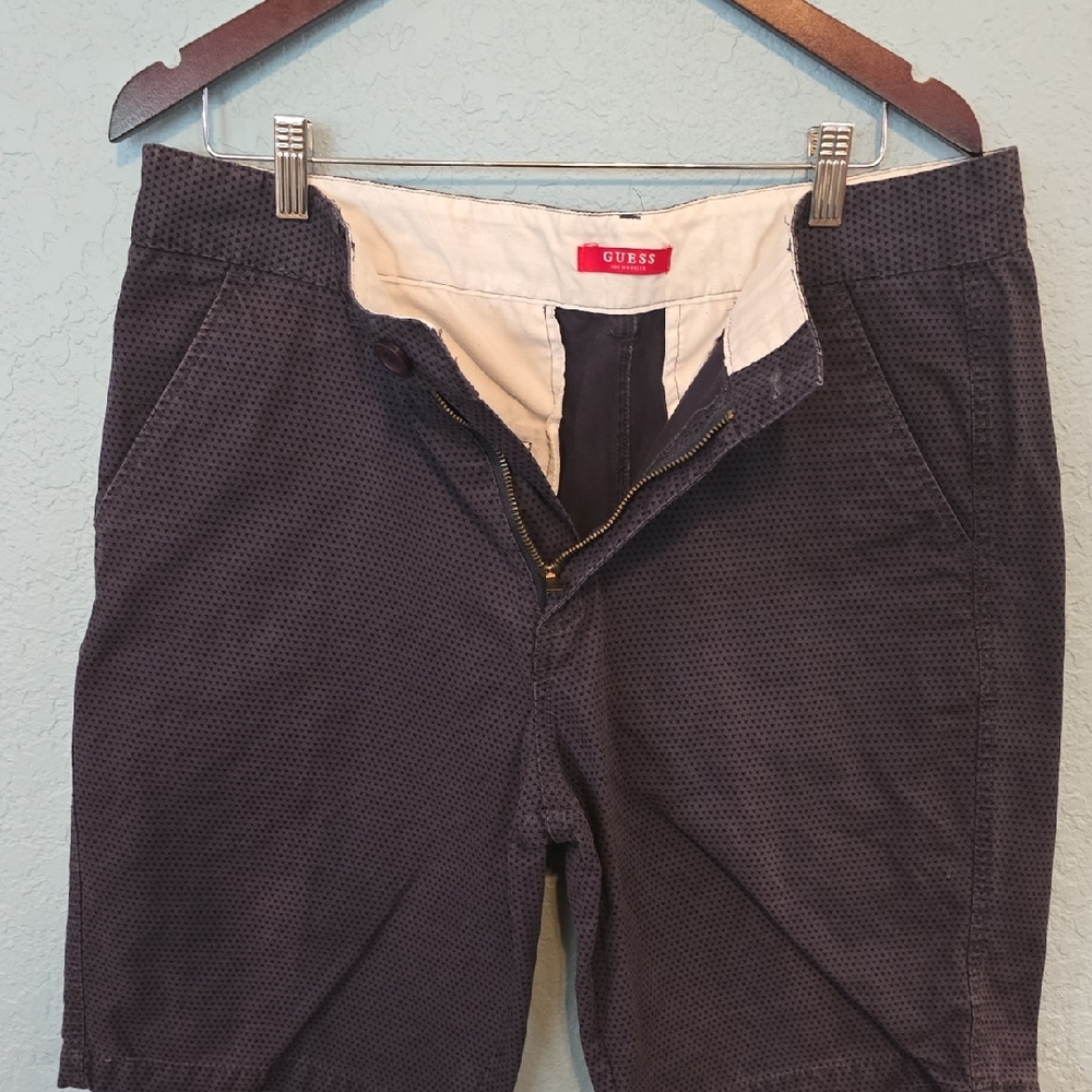 GUESS Men's Dark Blue Patterned Shorts